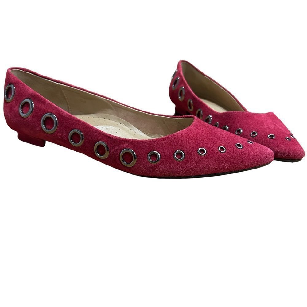 Vaneli Subira Cherry Red Suede Pointed Toe Flats - Picture 2 of 11